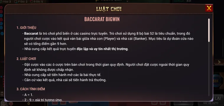 Hướng Dẫn Cách Chơi Baccarat BigWin Tại BomWin Luôn Thắng Lợi