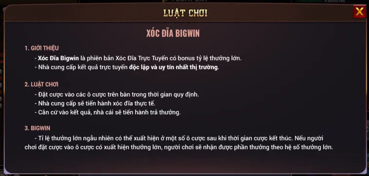 Luật chơi xóc dĩa Bigwin tại Bomwin.